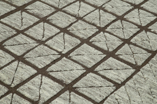 Morocco Kahverengi Geometrik Yün Pamuk El Dokuma Halısı 274x366 Agacan