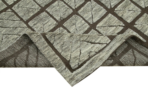 Morocco Kahverengi Geometrik Yün Pamuk El Dokuma Halısı 274x366 Agacan