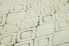 Morocco Bej Geometrik Yün Pamuk El Dokuma Halısı 267x358 Agacan