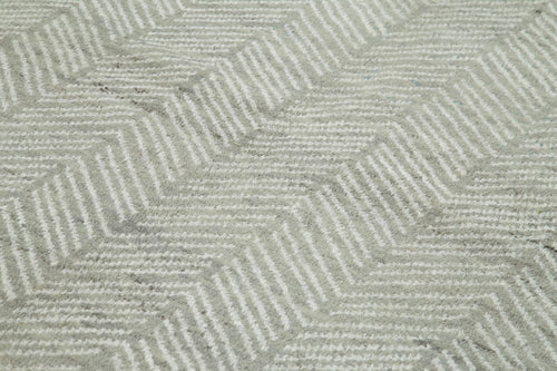 Morocco Gri Geometrik Yün Pamuk El Dokuma Halısı 274x361 Agacan