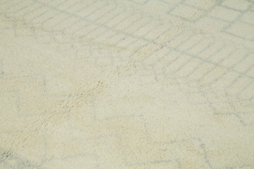 Morocco Bej Geometrik Yün Pamuk El Dokuma Halısı 274x366 Agacan