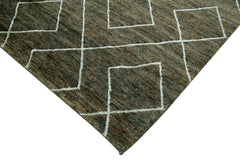 Morocco Yeşil Geometrik Yün Pamuk El Dokuma Halısı 287x376 Agacan