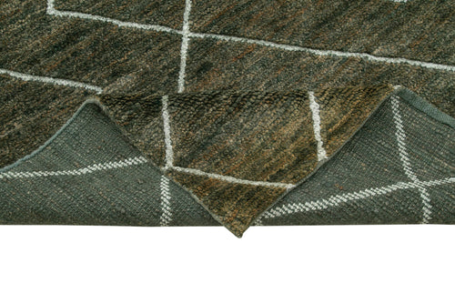 Morocco Yeşil Geometrik Yün Pamuk El Dokuma Halısı 287x376 Agacan