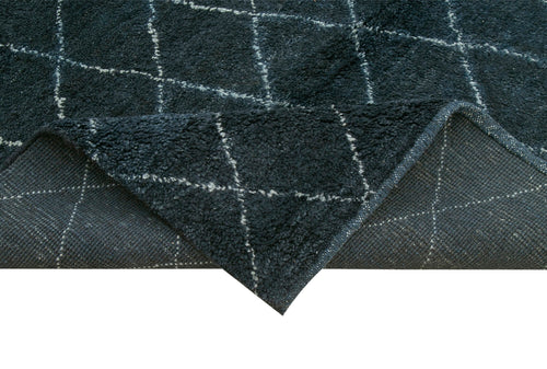 Morocco Mavi Geometrik Yün Pamuk El Dokuma Halısı 274x366 Agacan