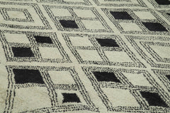 Morocco Bej Geometrik Yün Pamuk El Dokuma Halısı 307x417 Agacan