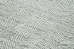 Morocco Gri Geometrik Yün Pamuk El Dokuma Halısı 300x419 Agacan