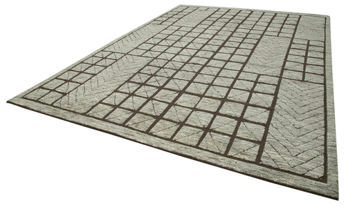 Morocco Kahverengi Geometrik Yün Pamuk El Dokuma Halısı 305x427 Agacan