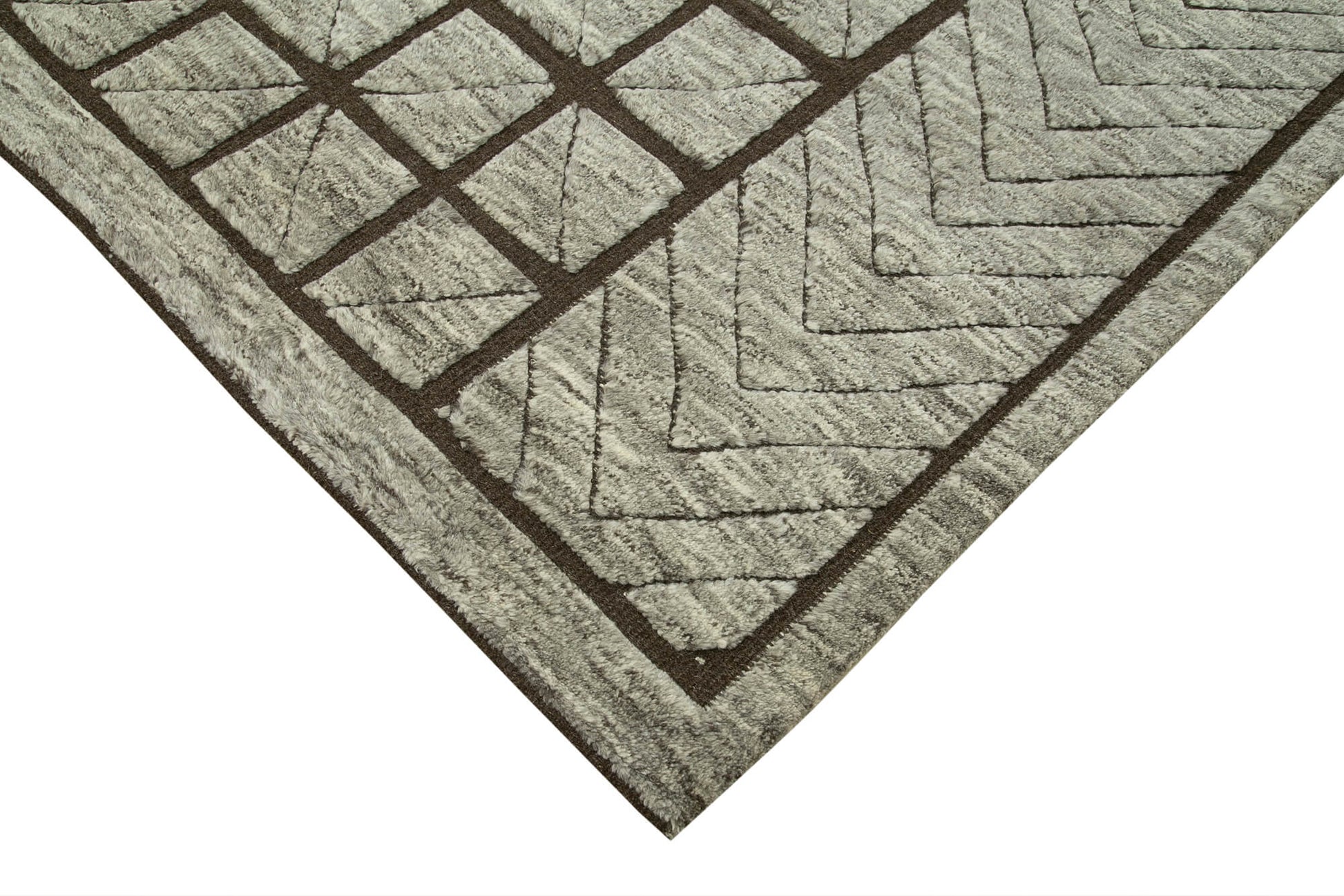 Morocco Kahverengi Geometrik Yün Pamuk El Dokuma Halısı 305x427 Agacan