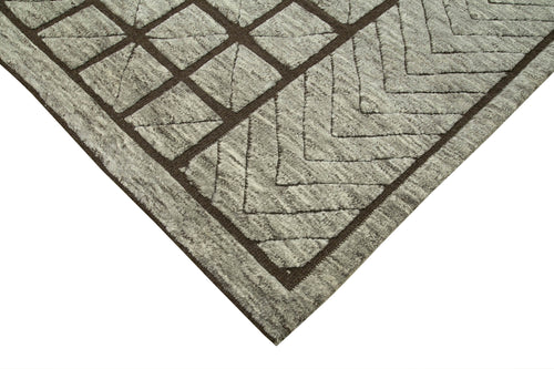 Morocco Kahverengi Geometrik Yün Pamuk El Dokuma Halısı 305x427 Agacan