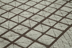 Morocco Kahverengi Geometrik Yün Pamuk El Dokuma Halısı 305x427 Agacan