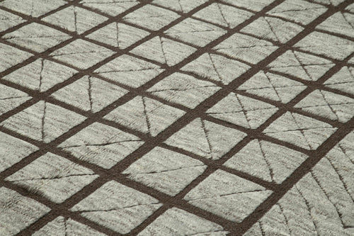 Morocco Kahverengi Geometrik Yün Pamuk El Dokuma Halısı 305x427 Agacan