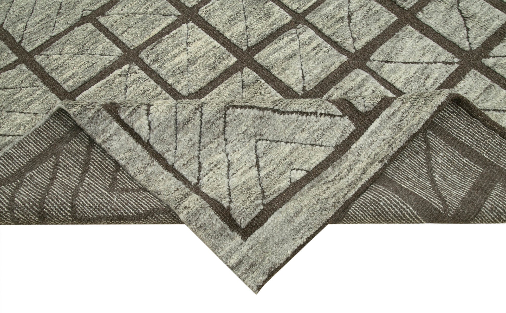 Morocco Kahverengi Geometrik Yün Pamuk El Dokuma Halısı 305x427 Agacan