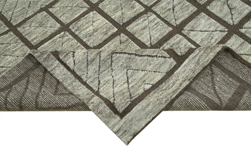 Morocco Kahverengi Geometrik Yün Pamuk El Dokuma Halısı 305x427 Agacan