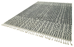 Morocco Bej Geometrik Yün Pamuk El Dokuma Halısı 274x366 Agacan