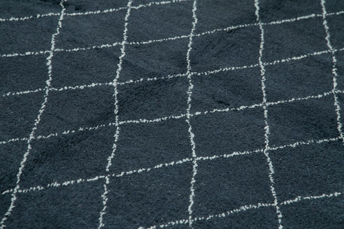 Morocco Mavi Geometrik Yün Pamuk El Dokuma Halısı 274x366 Agacan