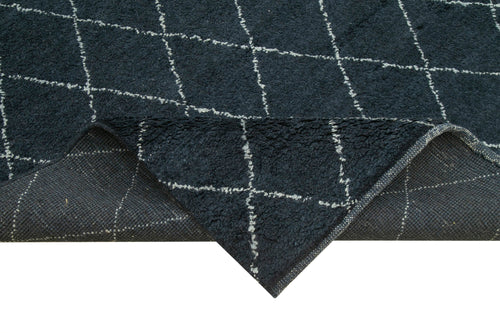 Morocco Mavi Geometrik Yün Pamuk El Dokuma Halısı 274x366 Agacan