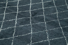 Morocco Mavi Geometrik Yün Pamuk El Dokuma Halısı 274x366 Agacan