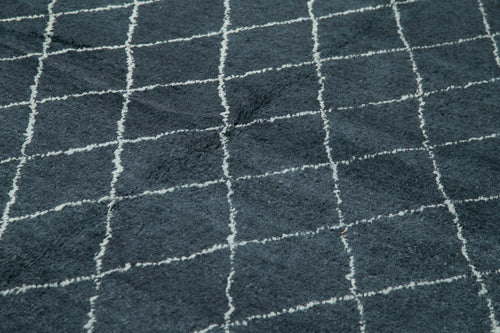 Morocco Mavi Geometrik Yün Pamuk El Dokuma Halısı 274x366 Agacan