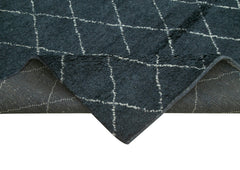 Morocco Mavi Geometrik Yün Pamuk El Dokuma Halısı 274x366 Agacan