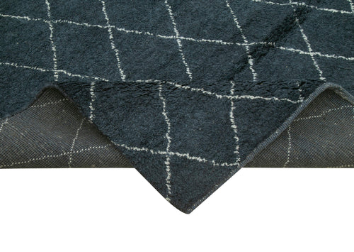 Morocco Mavi Geometrik Yün Pamuk El Dokuma Halısı 274x366 Agacan