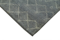 Morocco Gri Geometrik Yün Pamuk El Dokuma Halısı 246x307 Agacan