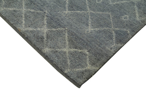 Morocco Gri Geometrik Yün Pamuk El Dokuma Halısı 246x307 Agacan