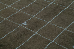 Morocco Kahverengi Geometrik Yün Pamuk El Dokuma Halısı 249x300 Agacan