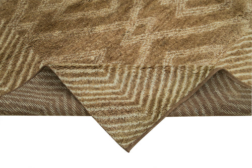 Morocco Kahverengi Geometrik Yün Pamuk El Dokuma Halısı 251x305 Agacan