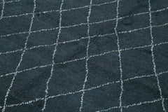 Morocco Mavi Geometrik Yün Pamuk El Dokuma Halısı 246x305 Agacan