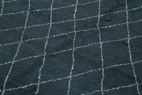 Morocco Mavi Geometrik Yün Pamuk El Dokuma Halısı 246x305 Agacan