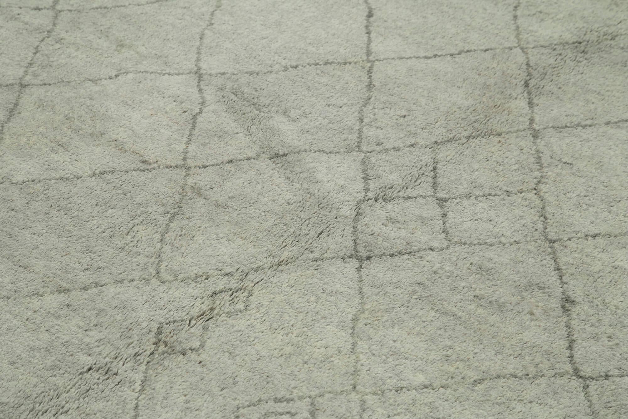 Morocco Gri Geometrik Yün Pamuk El Dokuma Halısı 251x300 Agacan