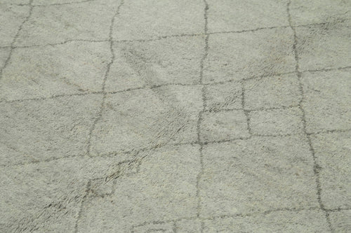 Morocco Gri Geometrik Yün Pamuk El Dokuma Halısı 251x300 Agacan