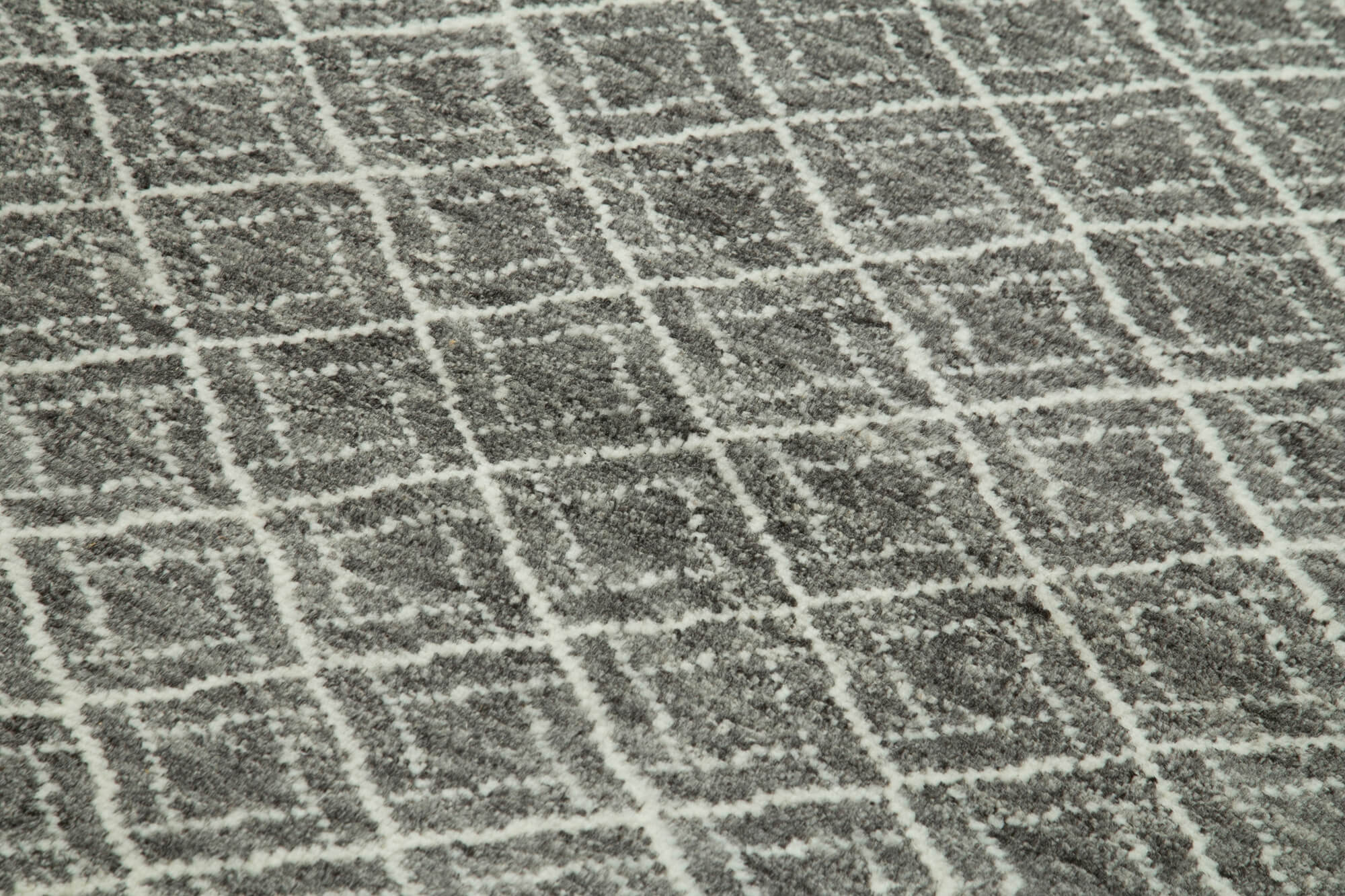 Morocco Gri Geometrik Yün Pamuk El Dokuma Halısı 152x244 Agacan