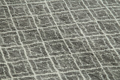 Morocco Gri Geometrik Yün Pamuk El Dokuma Halısı 152x244 Agacan