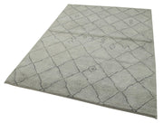 Morocco Gri Geometrik Yün Pamuk El Dokuma Halısı 155x206 Agacan