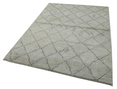 Morocco Gri Geometrik Yün Pamuk El Dokuma Halısı 155x206 Agacan