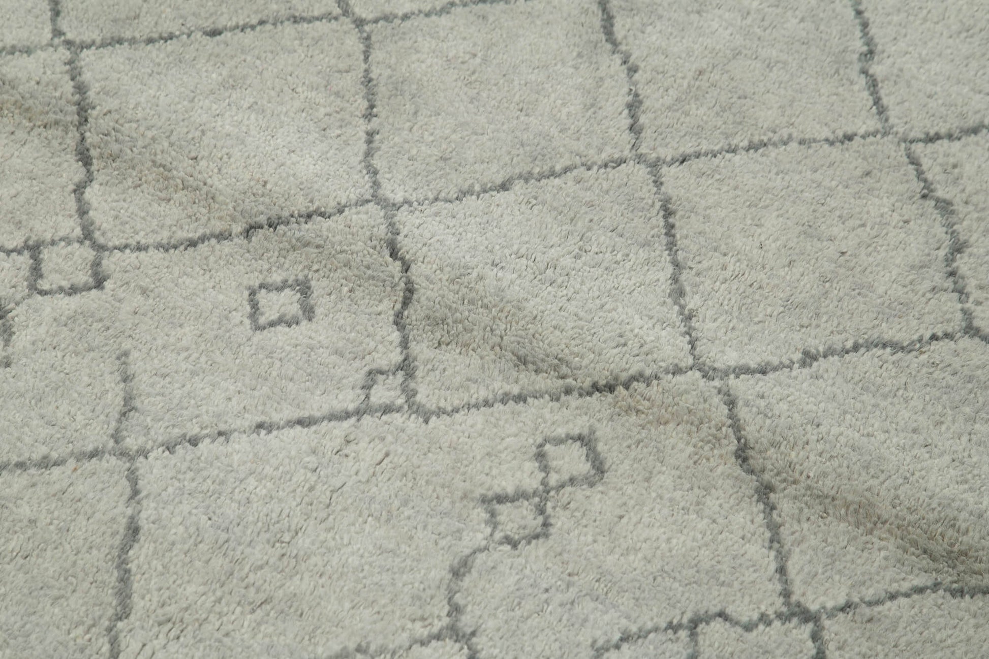 Morocco Gri Geometrik Yün Pamuk El Dokuma Halısı 155x206 Agacan