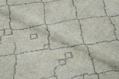 Morocco Gri Geometrik Yün Pamuk El Dokuma Halısı 155x206 Agacan