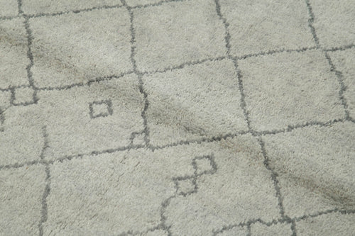 Morocco Gri Geometrik Yün Pamuk El Dokuma Halısı 155x206 Agacan