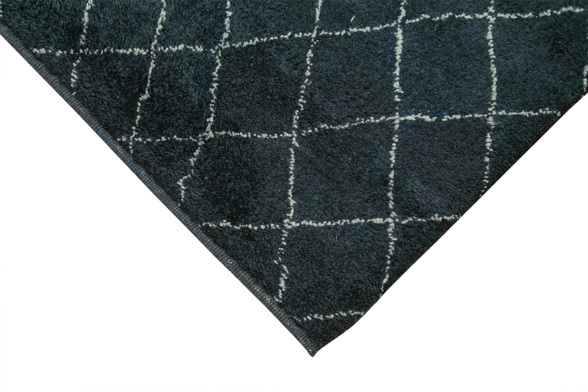 Morocco Mavi Geometrik Yün Pamuk El Dokuma Halısı 157x213 Agacan