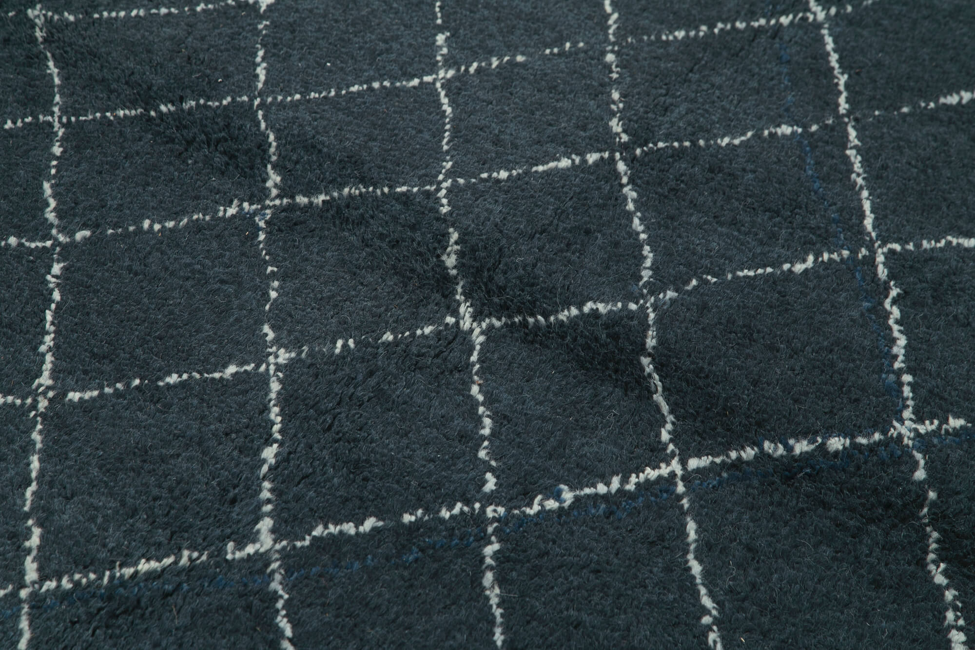 Morocco Mavi Geometrik Yün Pamuk El Dokuma Halısı 157x213 Agacan