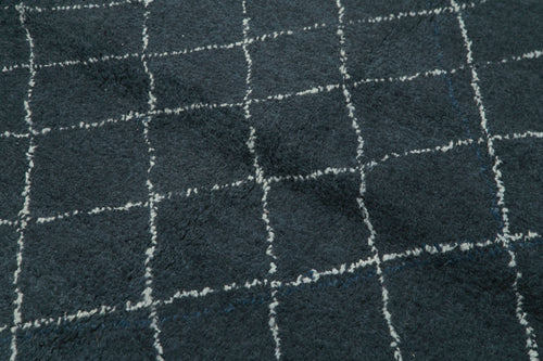 Morocco Mavi Geometrik Yün Pamuk El Dokuma Halısı 157x213 Agacan