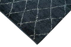 Morocco Mavi Geometrik Yün Pamuk El Dokuma Halısı 152x213 Agacan