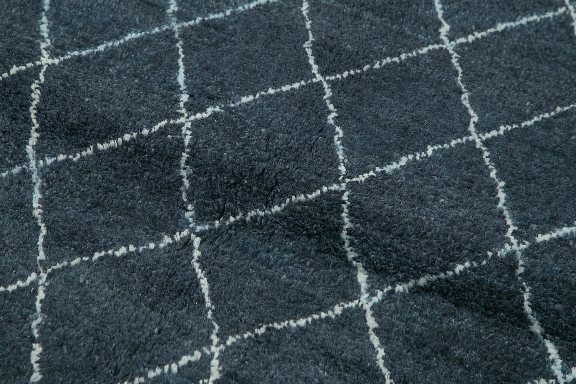 Morocco Mavi Geometrik Yün Pamuk El Dokuma Halısı 152x213 Agacan