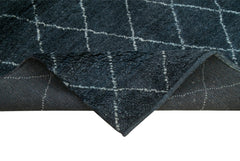 Morocco Mavi Geometrik Yün Pamuk El Dokuma Halısı 152x213 Agacan