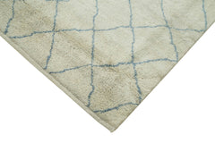 Morocco Bej Geometrik Yün Pamuk El Dokuma Halısı 152x213 Agacan