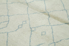 Morocco Bej Geometrik Yün Pamuk El Dokuma Halısı 152x213 Agacan