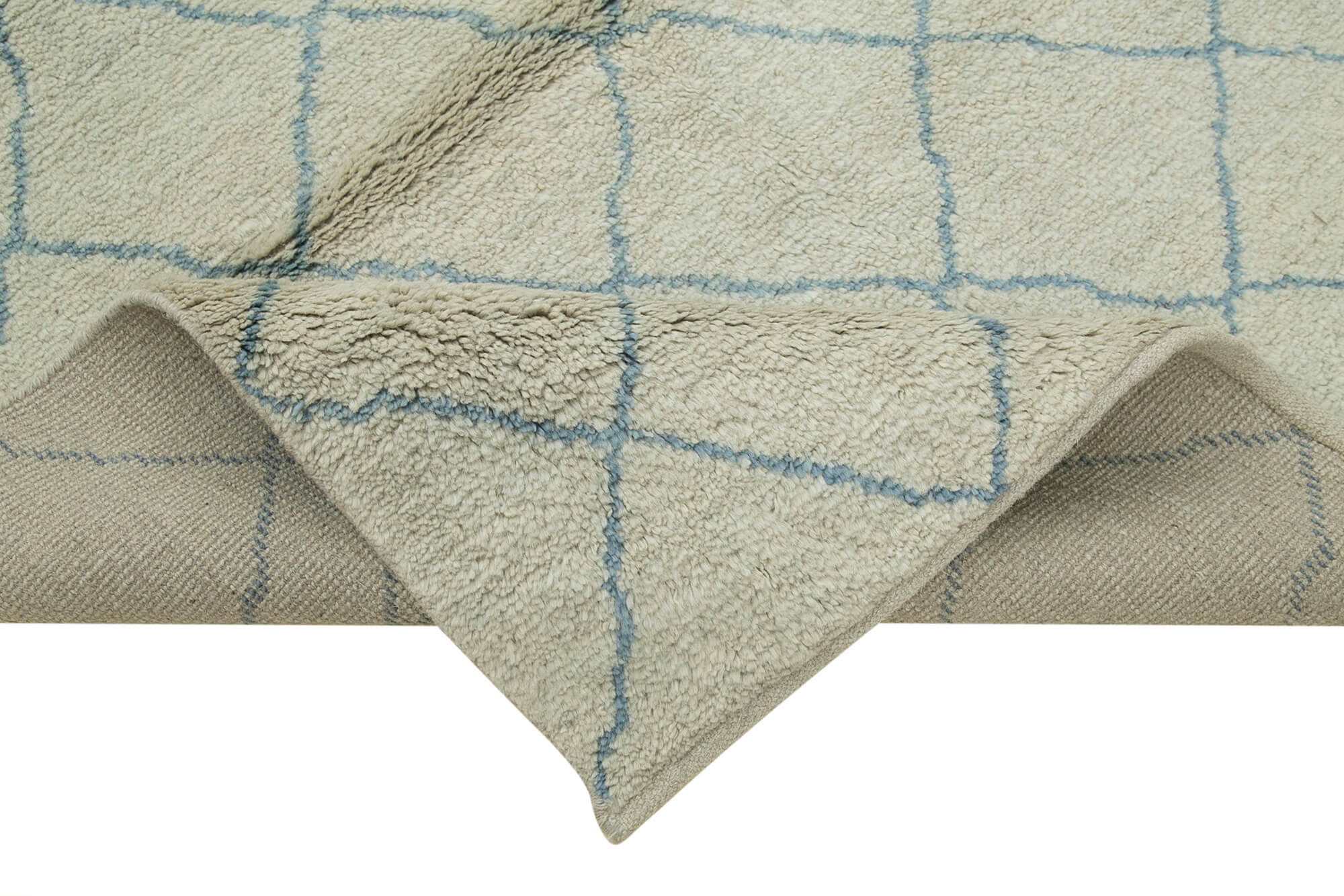 Morocco Bej Geometrik Yün Pamuk El Dokuma Halısı 152x213 Agacan