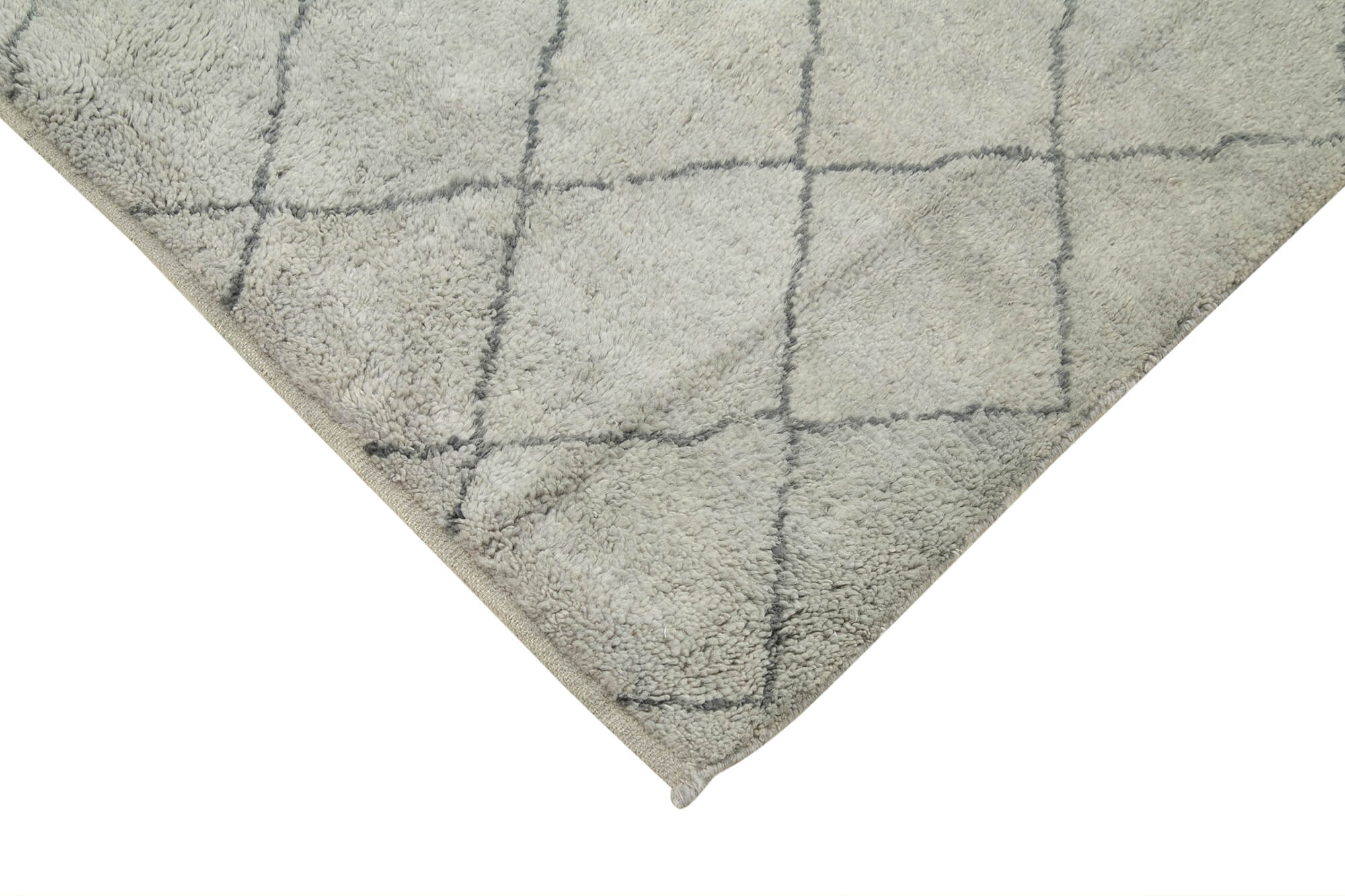 Morocco Gri Geometrik Yün Pamuk El Dokuma Halısı 155x208 Agacan