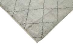 Morocco Gri Geometrik Yün Pamuk El Dokuma Halısı 155x208 Agacan
